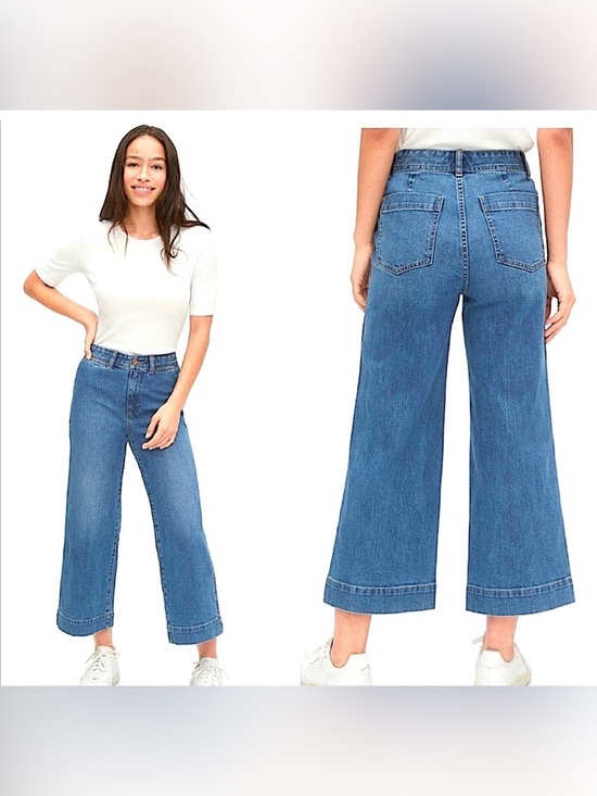 GAP Denim - GAP High Rise Wide Leg Crop Chino Jeans Size 12/31 Regular Medium Wash